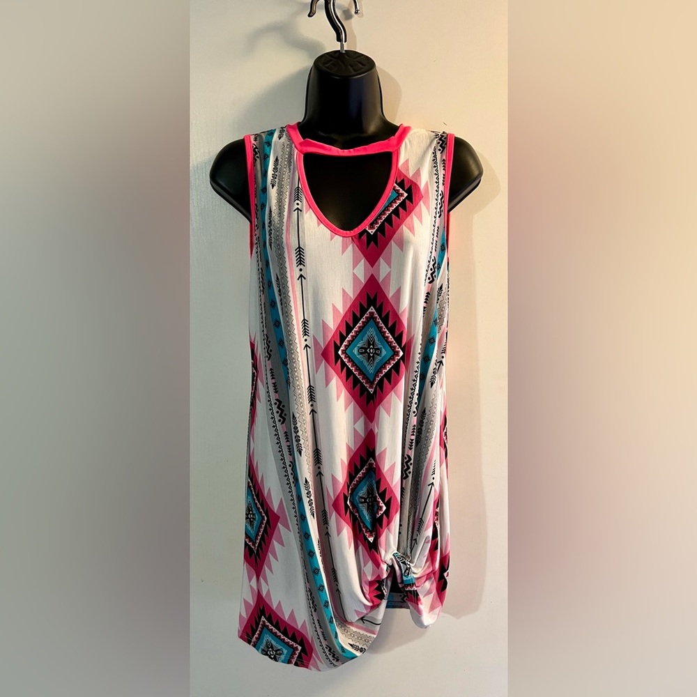 Now & Forever sleeveless top with Aztec design